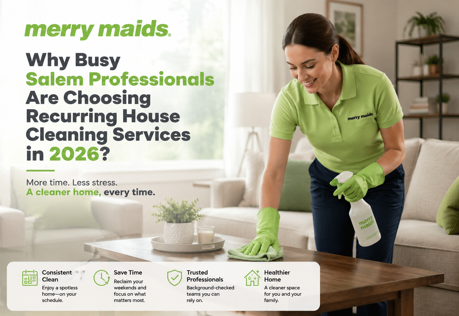 Recurring house cleaning services Salem Oregon for busy professionals maintaining a clean and organized home in 2026