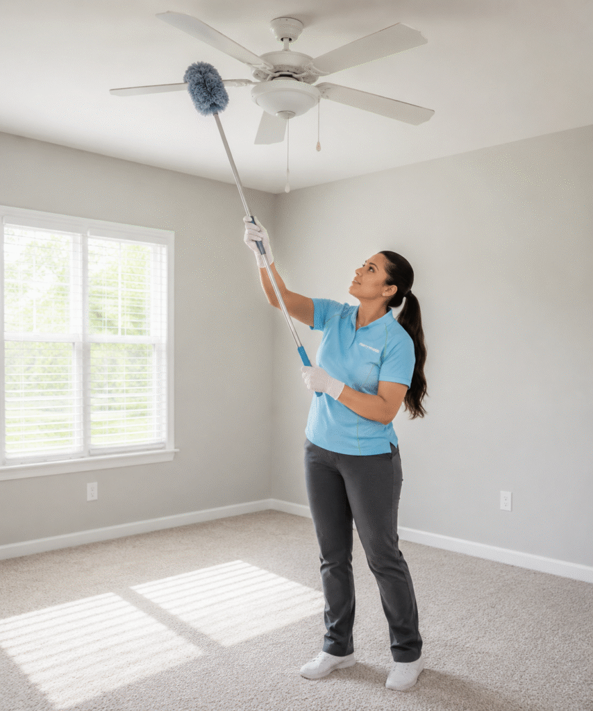 Professional cleaners preparing Salem home for move