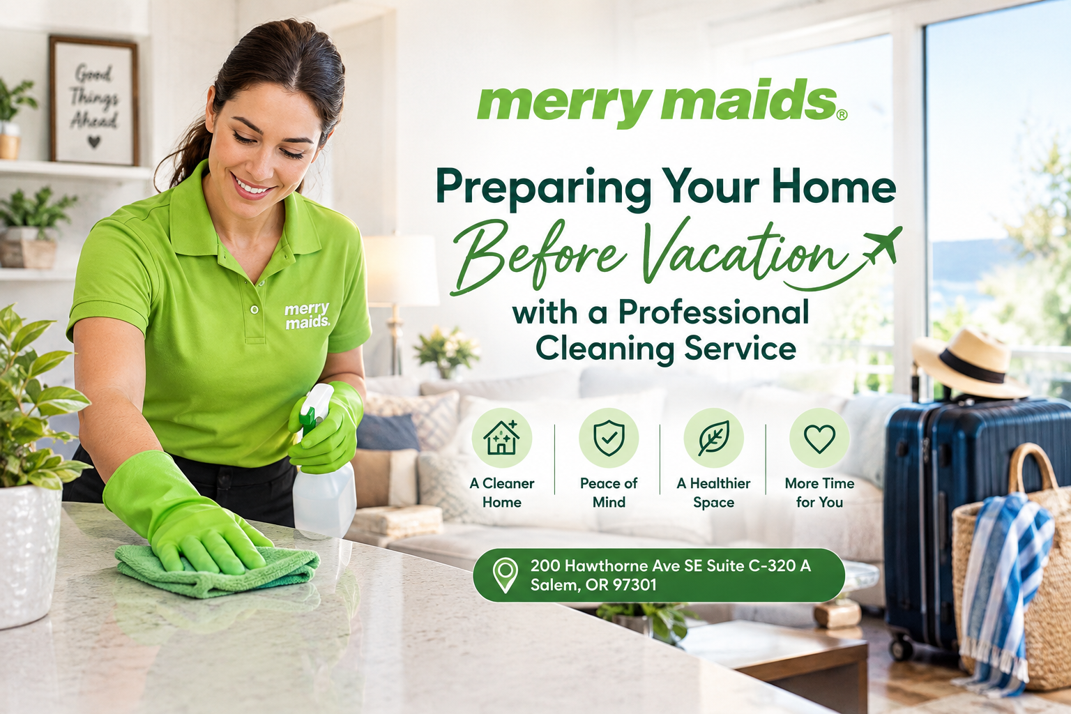 Preparing a home before vacation with professional cleaning service